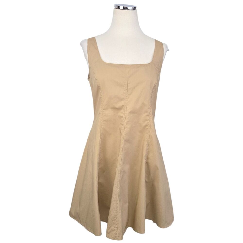 Gap Womens Size 10 Travertine Brown Square Neck A Line Cotton Mini Sundress NWT